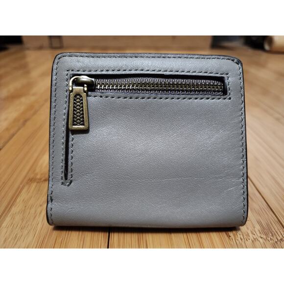Rebecca Minkoff Women's Small Square Wallet Gray Leather Studs Bifold Zip Card - Picture 2 of 14
